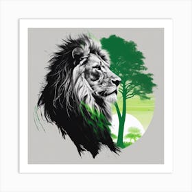 Lion In The Forest Art Print