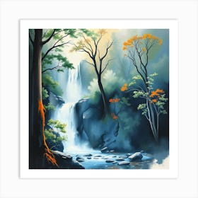 Waterfall In The Forest Art Print