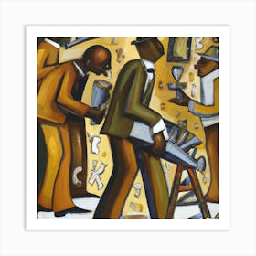 An Cubism Oil-Always Working And No Money Art Print