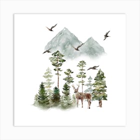 Deer In The Forest Art Print