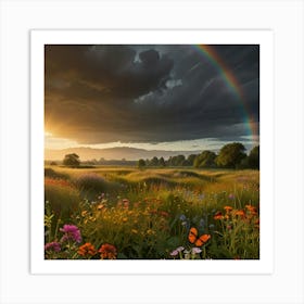 Rainbow In The Meadow Art Print