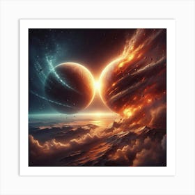 Two Planets In Space Art Print