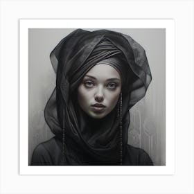 Black And White Portrait Of A Woman Art Print