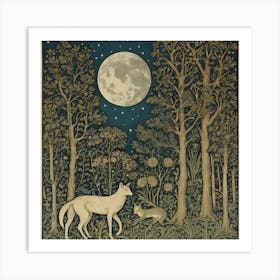 William Morris Print Night Forest Moon 3 Art Print