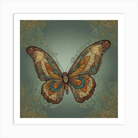 Butterfly On A Green Background Art Print