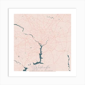 Washington DC Pink and Blue Cute Script Street Map Art Print