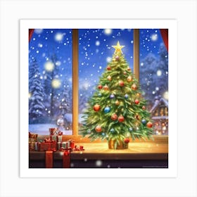 Christmas Tree In The Window 2 Art Print