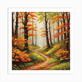 Forest In Autumn In Minimalist Style Square Composition 37 Art Print