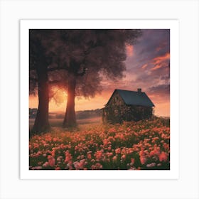 House In The Field Art Print