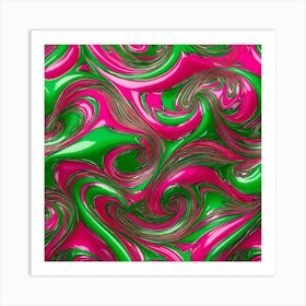 Swirling Pink And Green Swirls Art Print