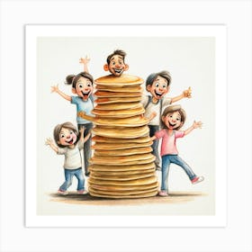 Pancakes Family Illustration Art Print