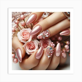 Beautiful Woman With Pink Nails 1 Art Print