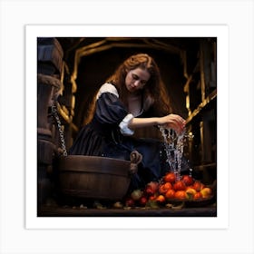  Very Nice Lady washing fruits  Art Print