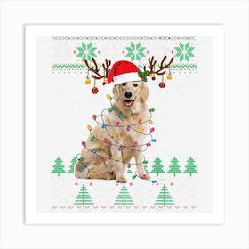 Golden Retriever Christmas Ugly Sweater Funny Dog Lover Xmas Art Print