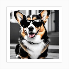 Corgi In Sunglasses 51 Art Print