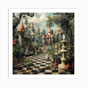 Royal Gardens of Wonderland: A Chessboard Path to Enchantment Series Art Print