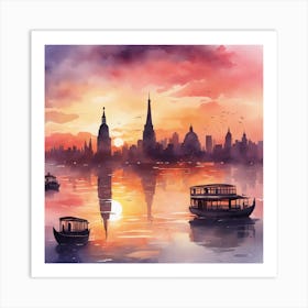 Watercolor Cityscape Art Print