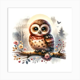 Foggy Dawn Owl Art Print