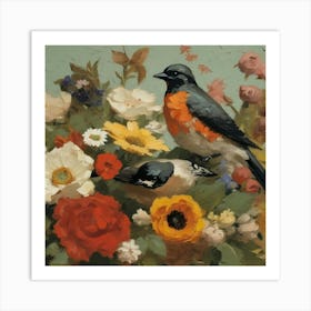 Birds In The Garden Art Print