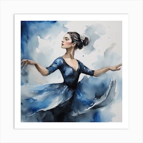 Ballerina In Blue Dress Art Print