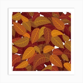 Watercolor Leaves Leaf Orange Art Print