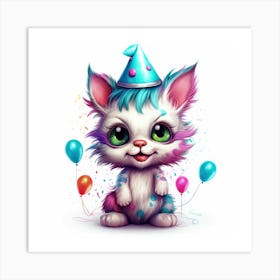 Birthday Cat 5 Art Print