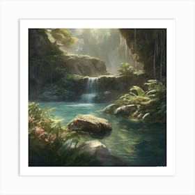 Waterfall In The Forest 1 Art Print