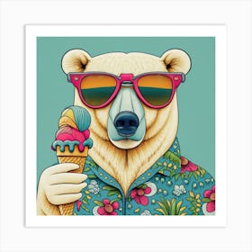 Bear With Ice Cream Art Print