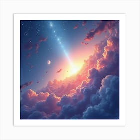 Celestial Watercolor With Gentle Cosmic Light 1 Art Print