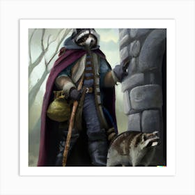 Wizard Raccoon with Raccoon Art Print