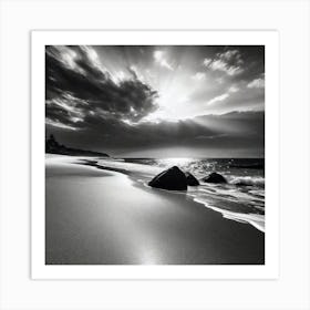 Black And White Beach 9 Art Print