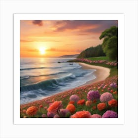 Sunset At The Beach Art Print