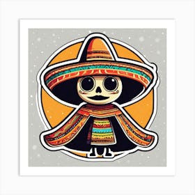 Mexican Sombrero And Pancho Sticker 2d Cute Fantasy Dreamy Vector Illustration 2d Flat Center (49) Art Print
