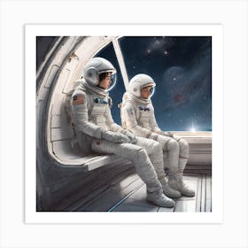 Two Astronauts In Space 4 Art Print