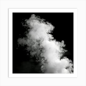 White Smoke On Black Background Art Print