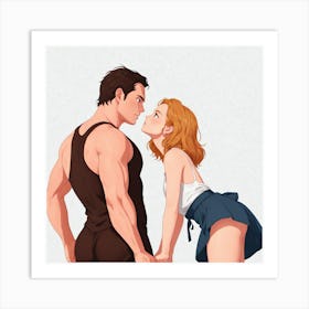 Anime Couple Kissing Art Print