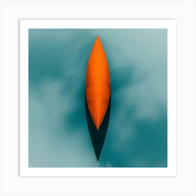 Orange Boat In The Water Art Print