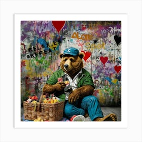 Bear In A Basket Art Print