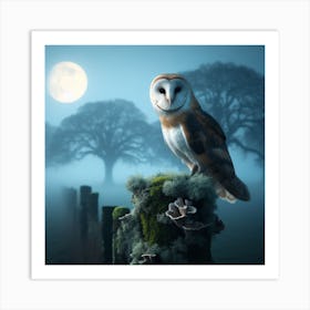 Barn Owl At Night Art Print