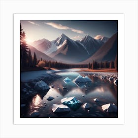 Icebergs In The River Art Print