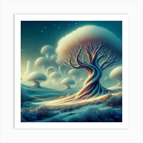 Unleash Your Imagination: Create Surreal Winter Landscapes with AI Art. Art Print