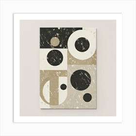 Bauhaus style rectangles and circles in black and white 3 Art Print