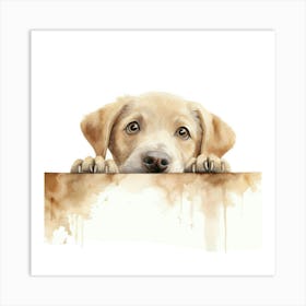 Puppy Peeking Over The Wall 1 Art Print