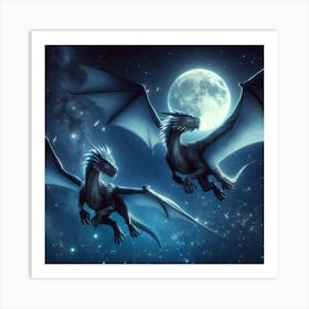 Two Dragons In The Sky Art Print