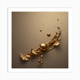 Gold Liquid Splash Art Print