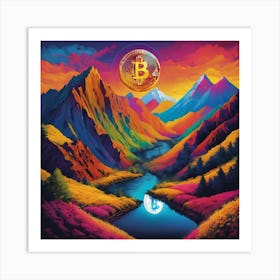 Bitcoin Rising Behind The Mountain1 Art Print