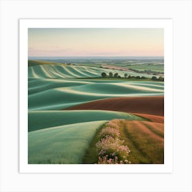 Standing Atop A Gentle Hill 0ver looking the fields Art Print