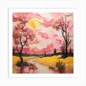 Pink and yellow Art Print