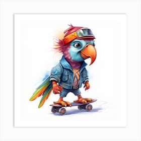 Parrot Skateboarding Art Print