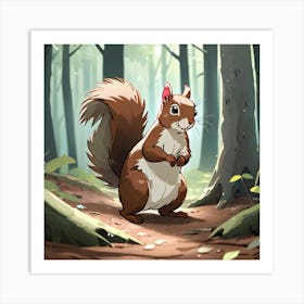 Squirrel In The Forest 156 Art Print